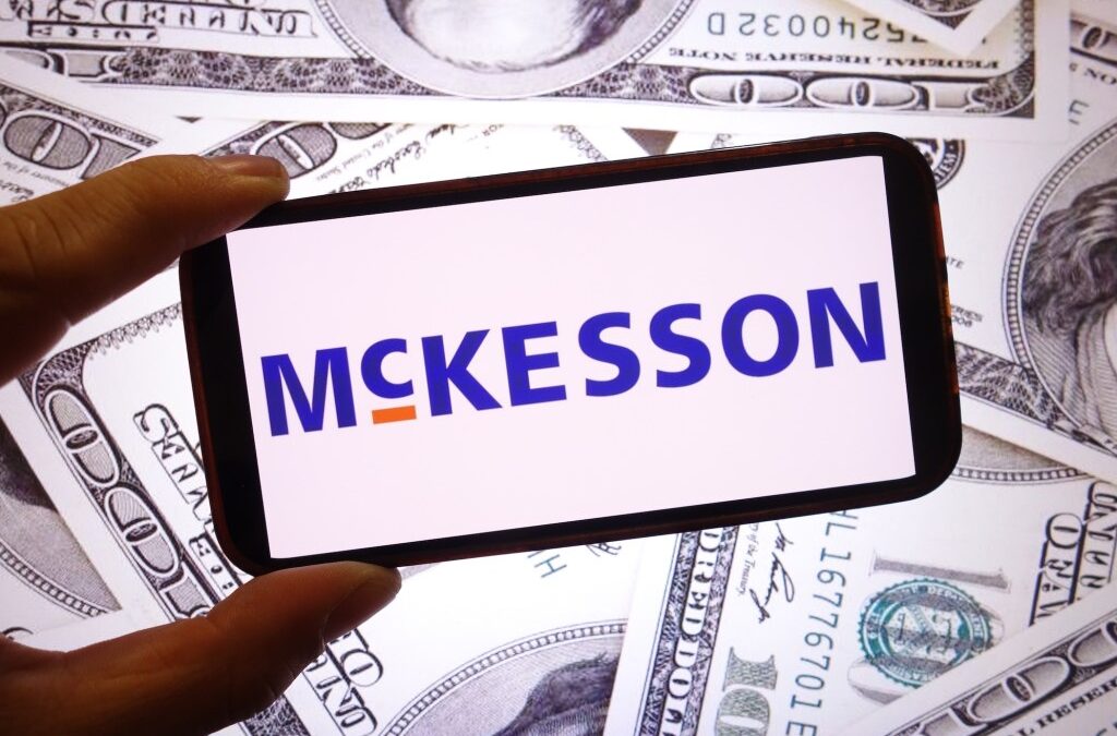 mckesson logo on a background featuring cash notes