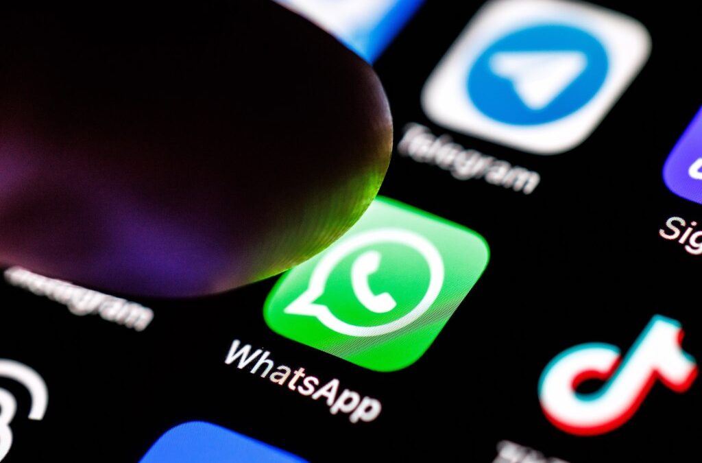 The Whatsapp app logo can be seen on the display of a smartphone on September 2, 2025.
