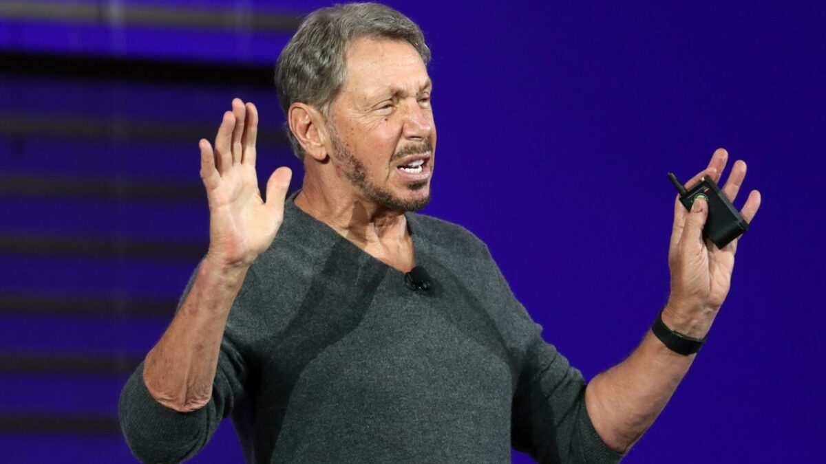 Oracle chairman of the board and chief technology officer Larry Ellison delivers a keynote address during the 2019 Oracle OpenWorld on September 16, 2019 in San Francisco, California.