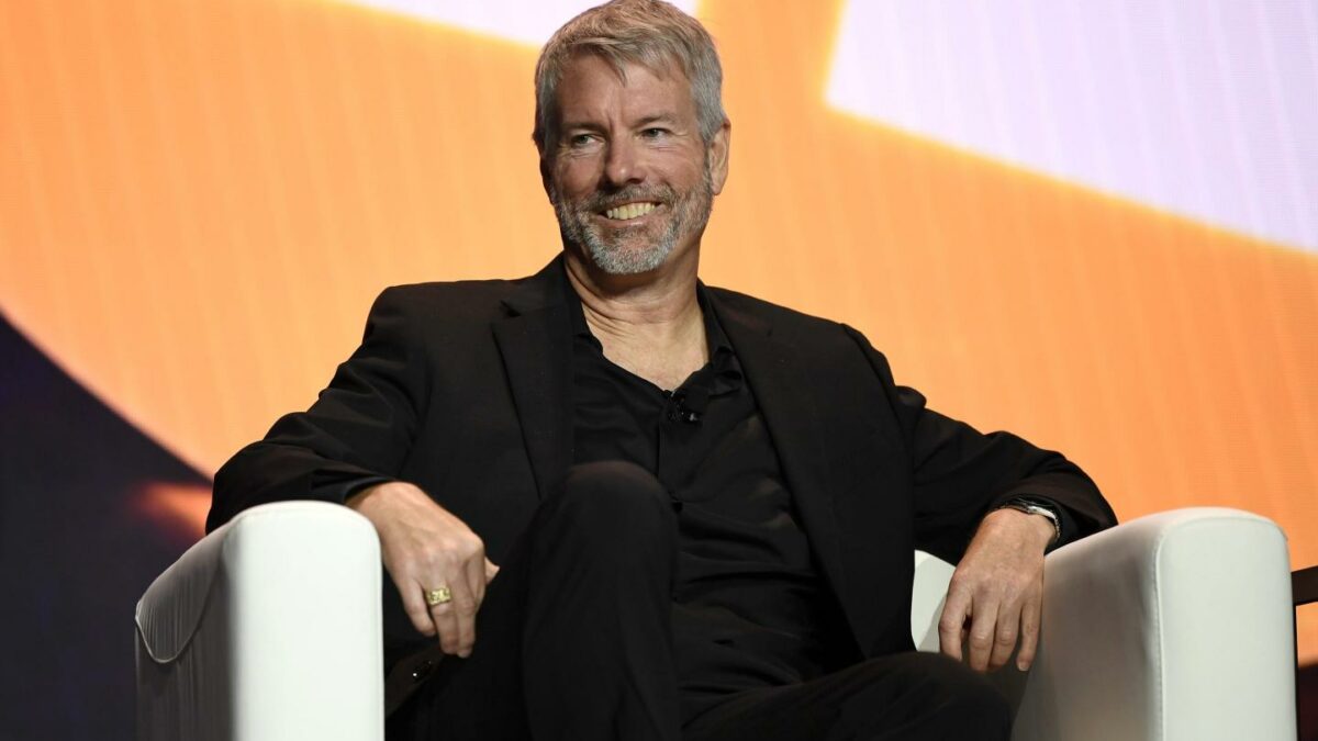 Michael Saylor speaks on stage during Bitcoin Conference 2023 at Miami Beach Convention Center on May 19, 2023.