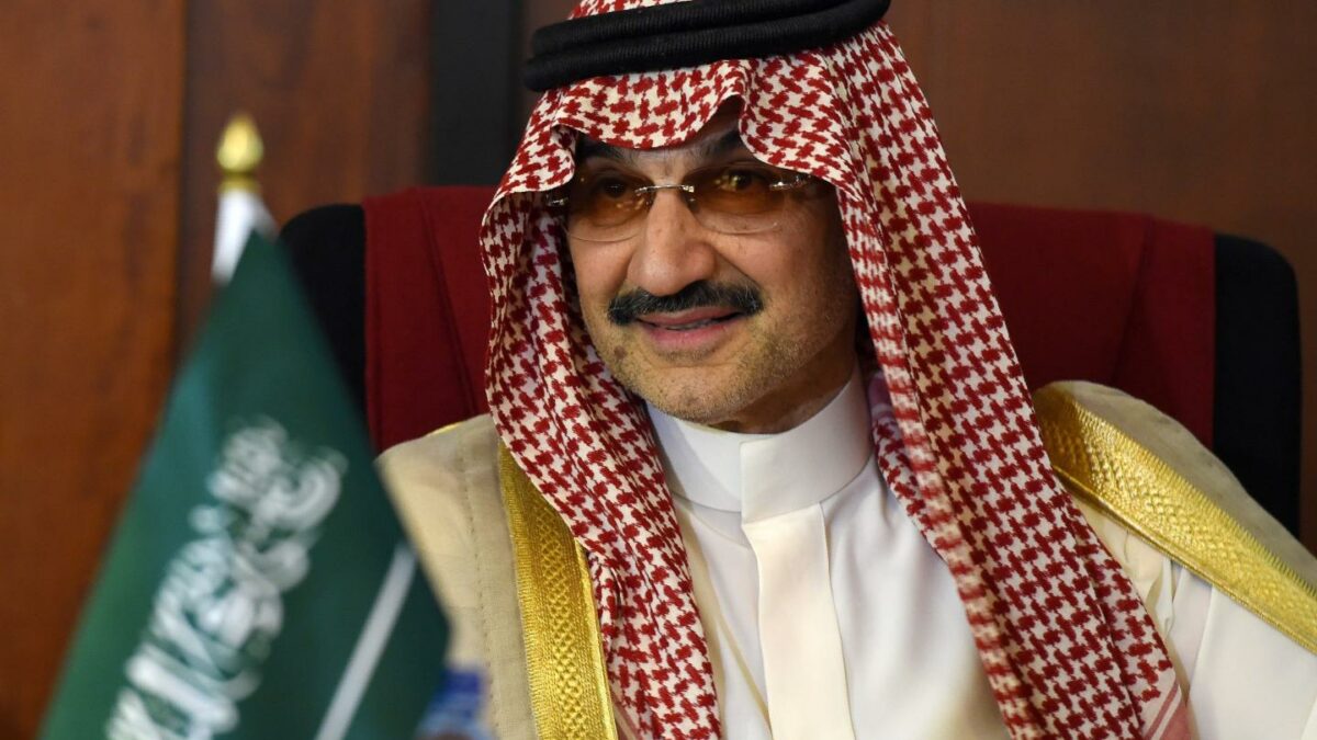 Saudi Arabian royal Al-Waleed Bin Talal bin Abdulaziz al Saud looks on during a meeting with Sri Lankan Foreign Minister Ravi Karunanayake in Colombo on July 4, 2017.