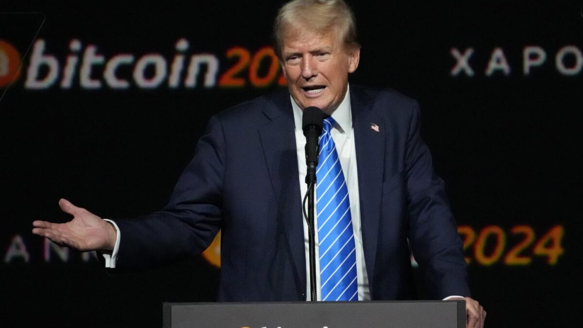 Donald Trump speaks at the Bitcoin 2024 Conference on July 27, 2024, in Nashville-