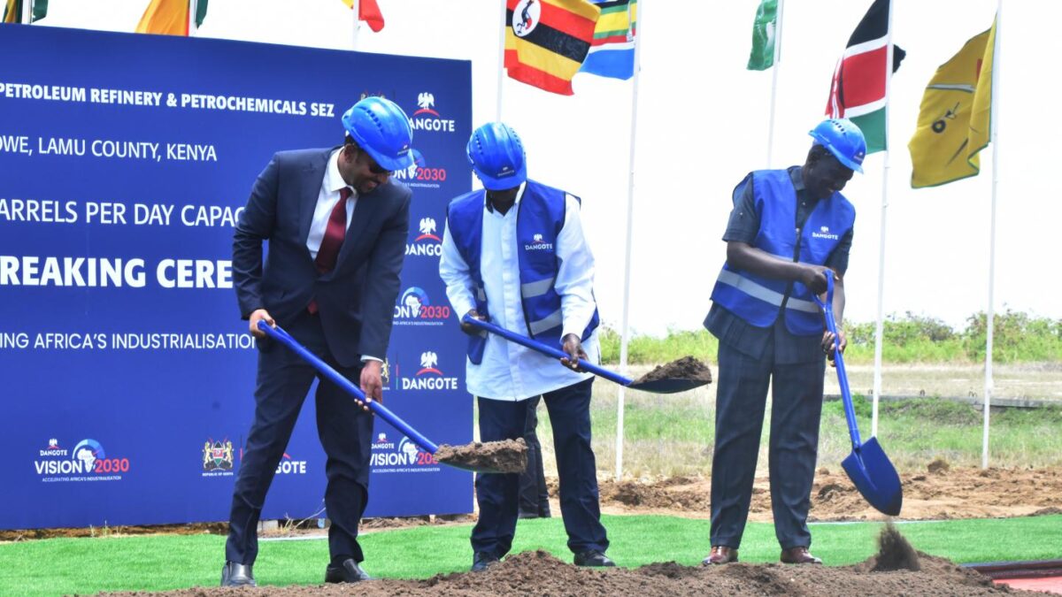 Ethiopian Prime Minister Abiy Ahmed Ali, Nigerian Industrialist Aliko Dangote and Kenya's President William Ruto launch the Dangote East Africa Petroleum Refinery in Lamu County, Kenya.
