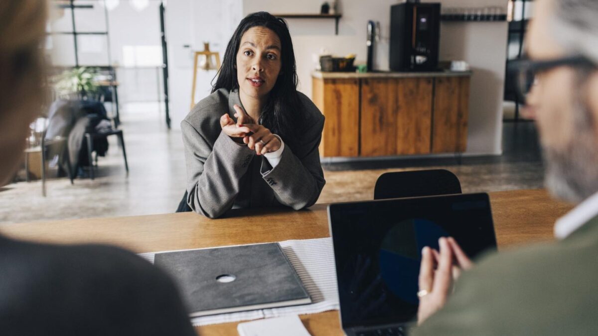 Young woman in job interview