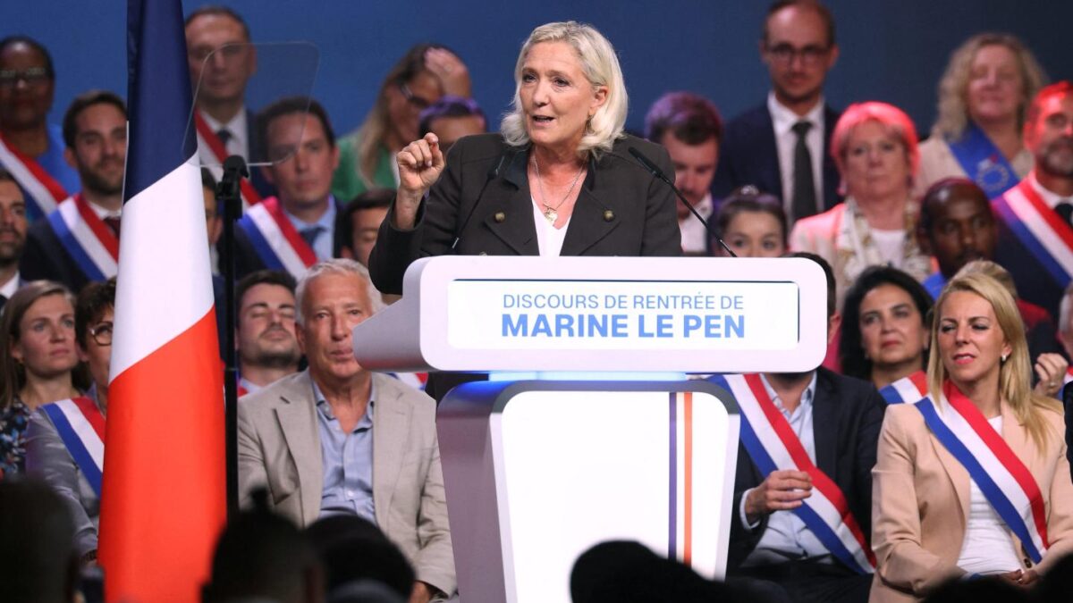 French presidential candidate Marine Le Pen at a rally in Henin-Beaumont, northern France, Sept. 13, 2026.