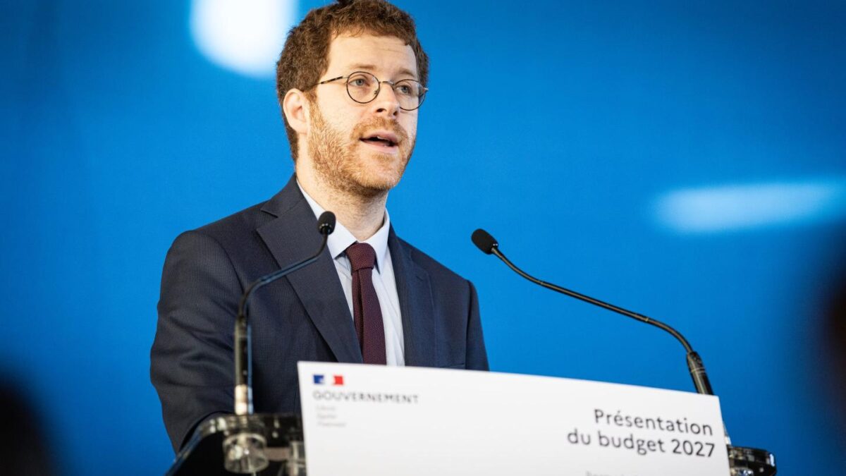 David Amiel, the French Minister of Public Action and Accounts, speaks during a press conference to present the 2027 State Budget, PLF and PLFSS, at the Ministry of Economy and Finance, Bercy, in Paris, France.