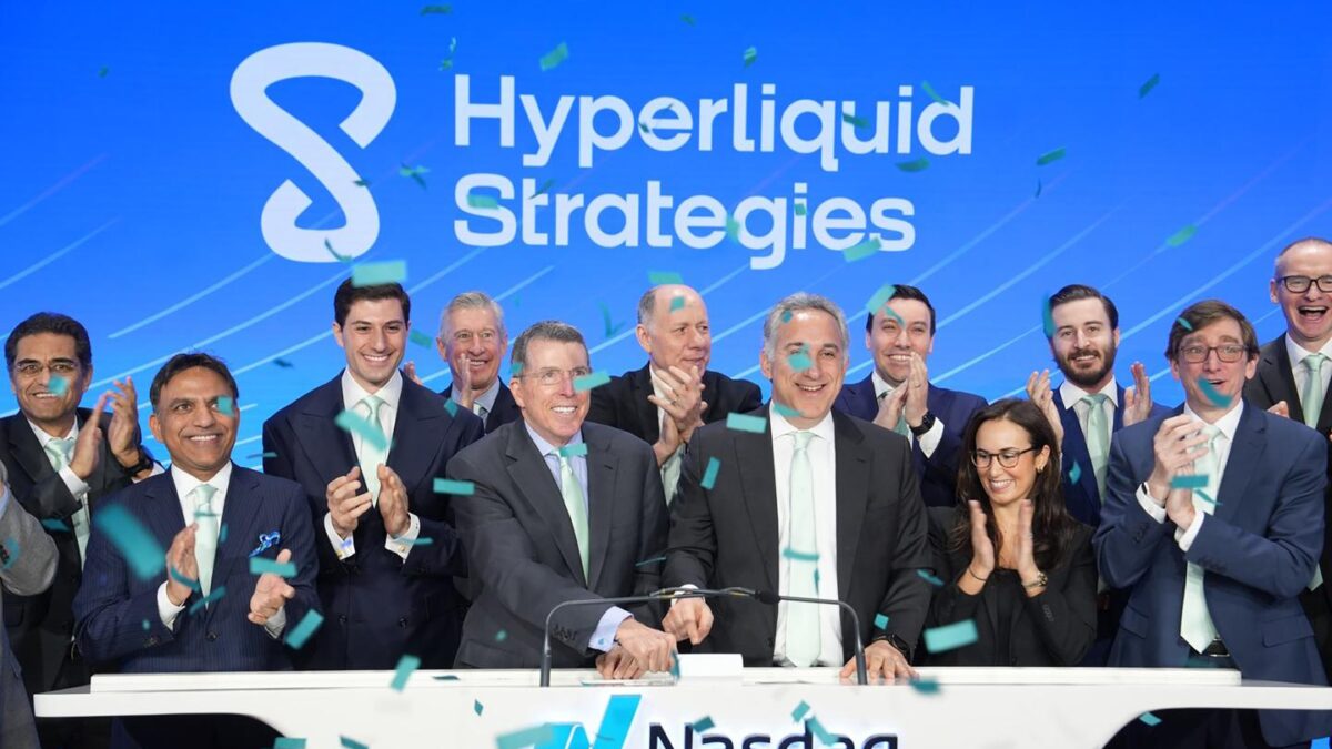 The Hyperliquid Strategies team celebrates their NASDAQ listing at the NYSE.